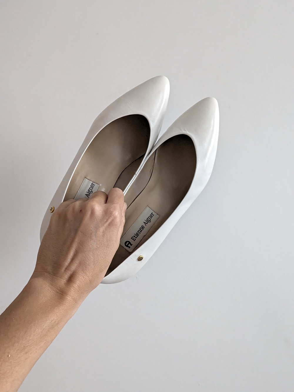 Etienne Aigner White Pointed Pumps